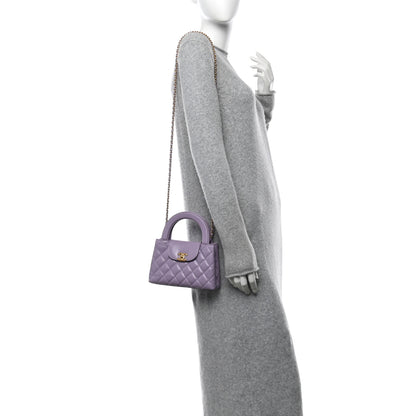 Chanel Shiny Aged Calfskin Quilted Nano Kelly Shopper Lilac 2 of 10