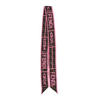 Fendi Silk FF 1974 Roma Logo Wrappy Scarf Set Rosa Fluo Tobacco Moro Giallo 3 of 4
