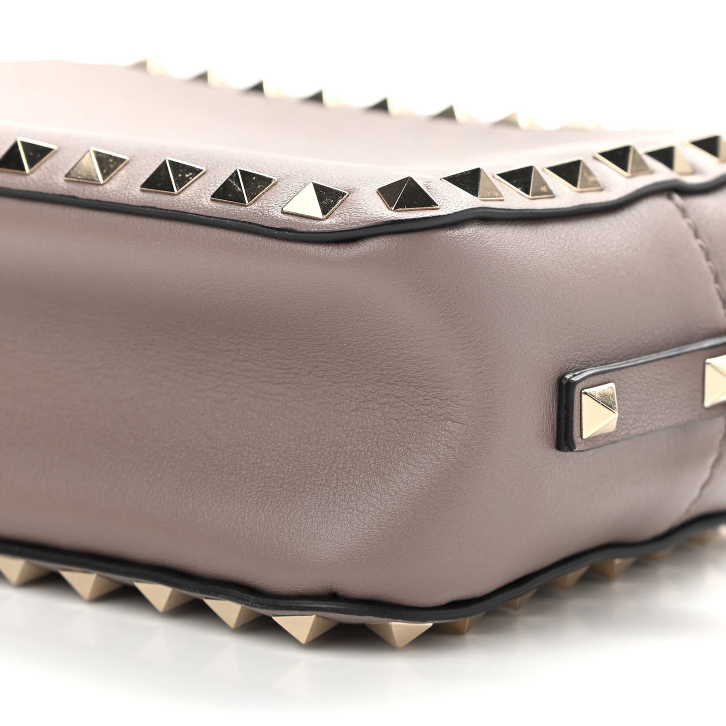 Calfskin Rockstud Camera Crossbody Bag Poudre