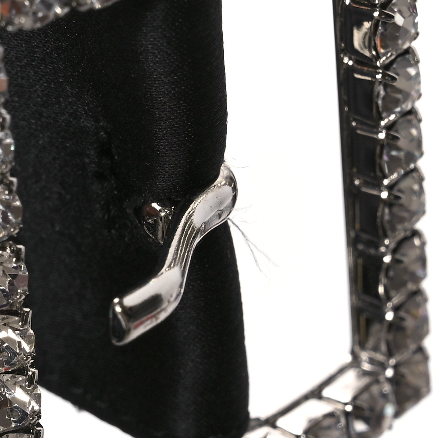 Crepe Satin Crystal Buckle Claude 110 Slingback Pumps 38.5 Black