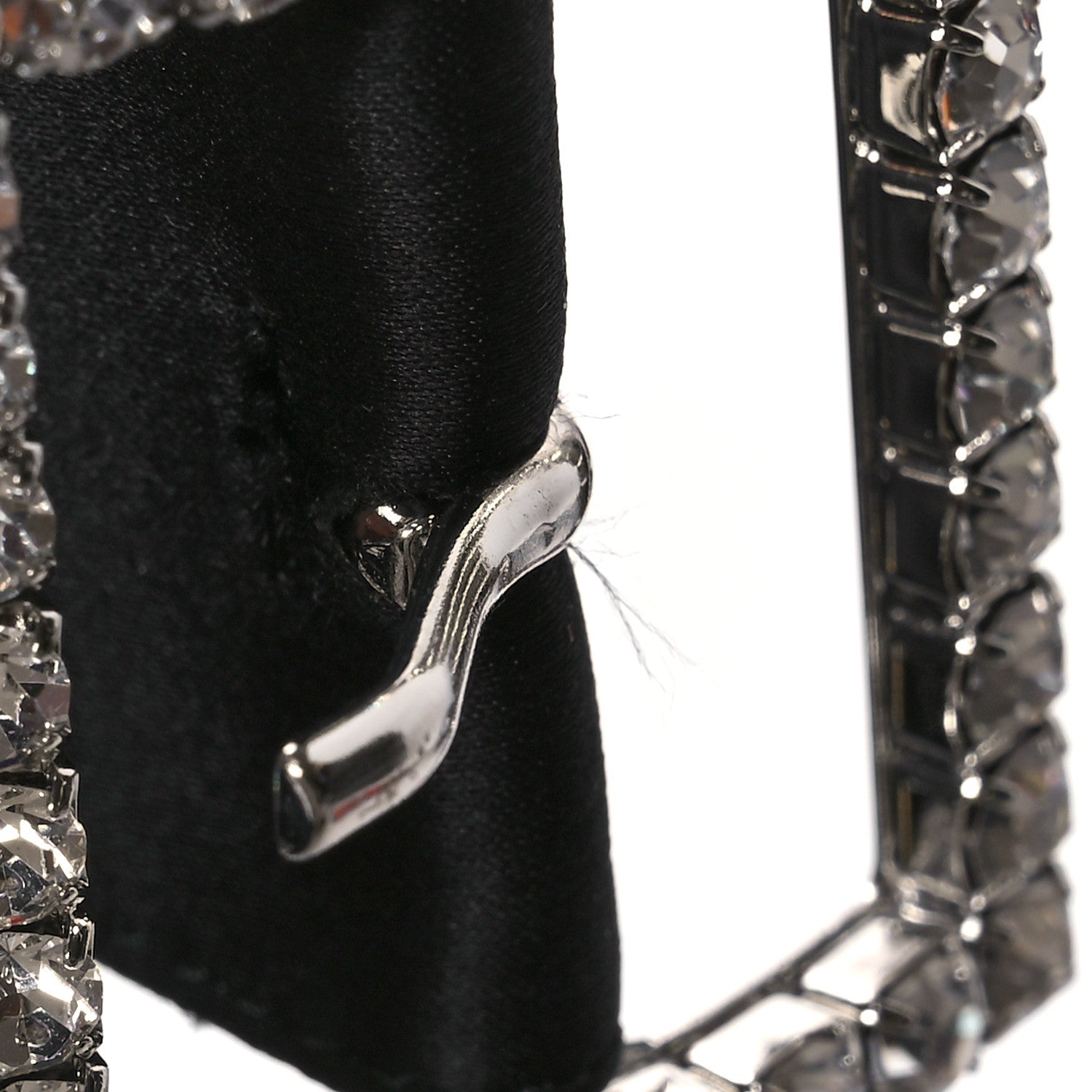 Saint Laurent Crepe Satin Crystal Buckle Claude 110 Slingback Pumps 38.5 Black 10 of 10