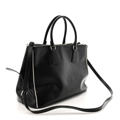 Prada Saffiano Medium Galleria Double Zip Tote Black Talco 3 of 9