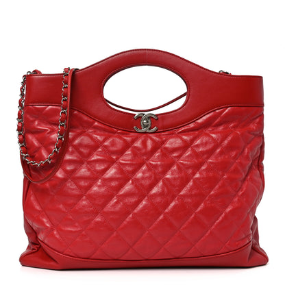 Chanel Shiny Aged Calfskin Quilted Large 31 Shopping Bag Red 1 of 10