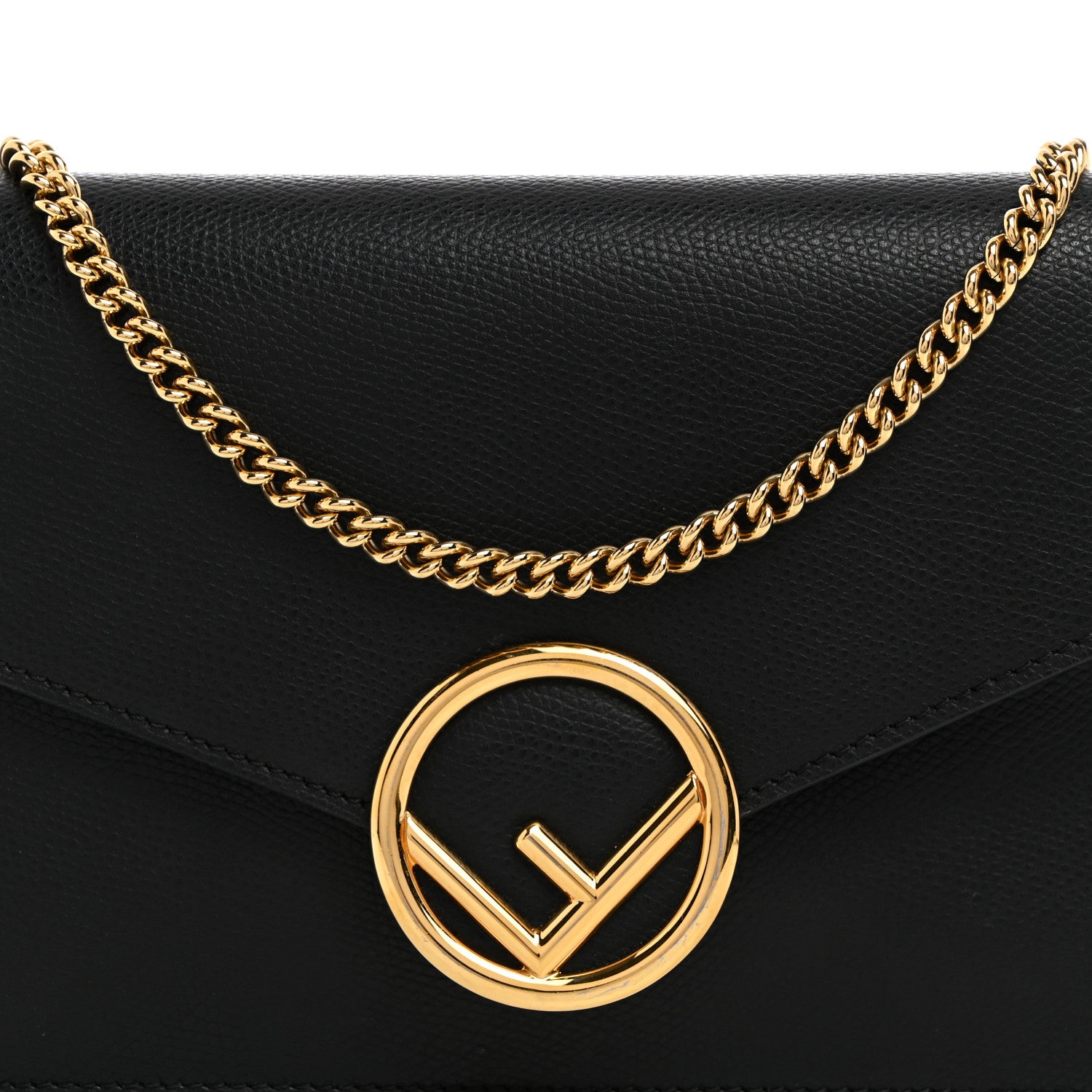 Fendi Vitello Cruise F is Fendi Medium Envelope Wallet on Chain Black 8 of 10