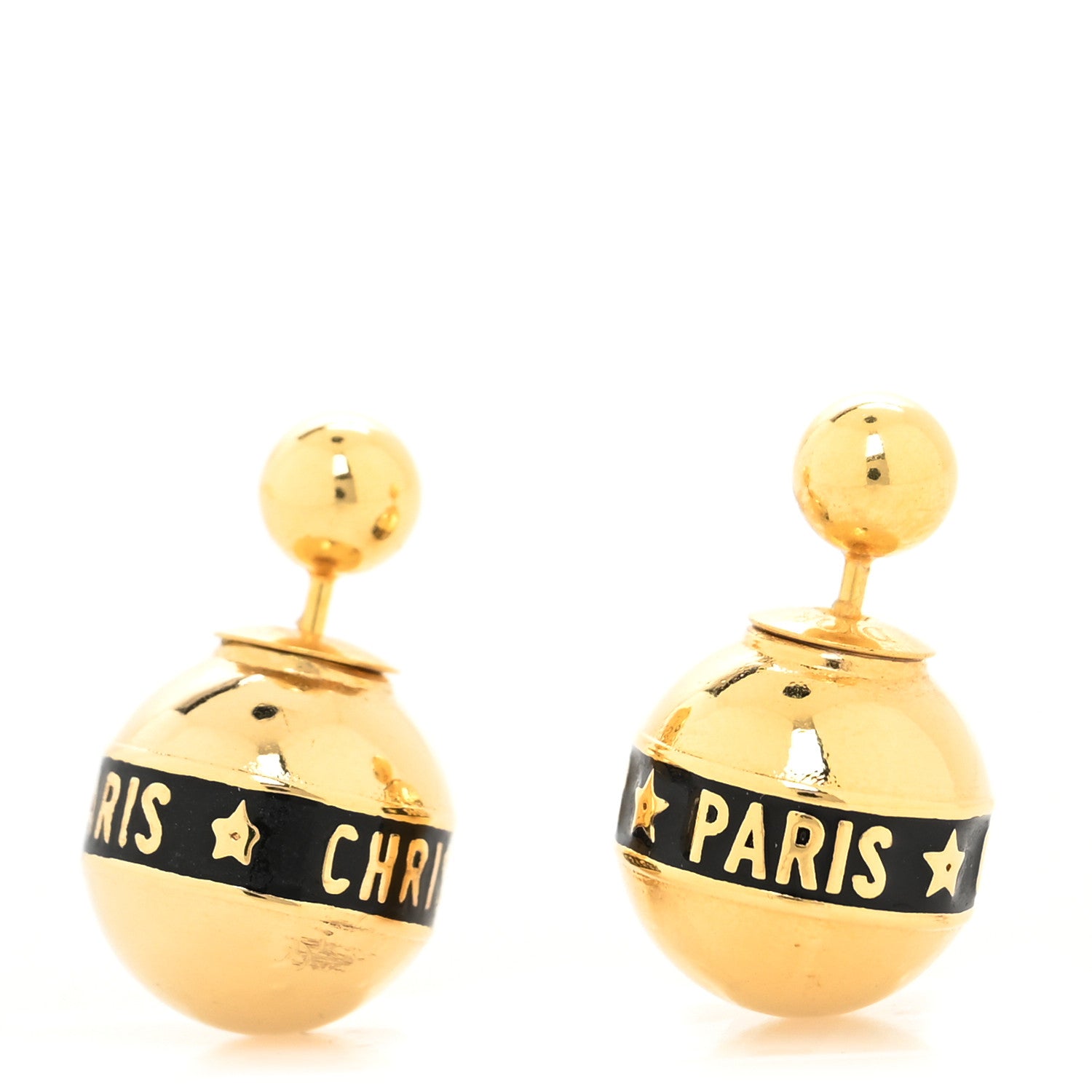 Christian Dior Metal Dior Tribal Earrings Gold Black 1 of 3