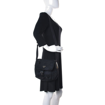 Prada Tessuto Nylon Single Buckle Messenger Bag Black 2 of 12