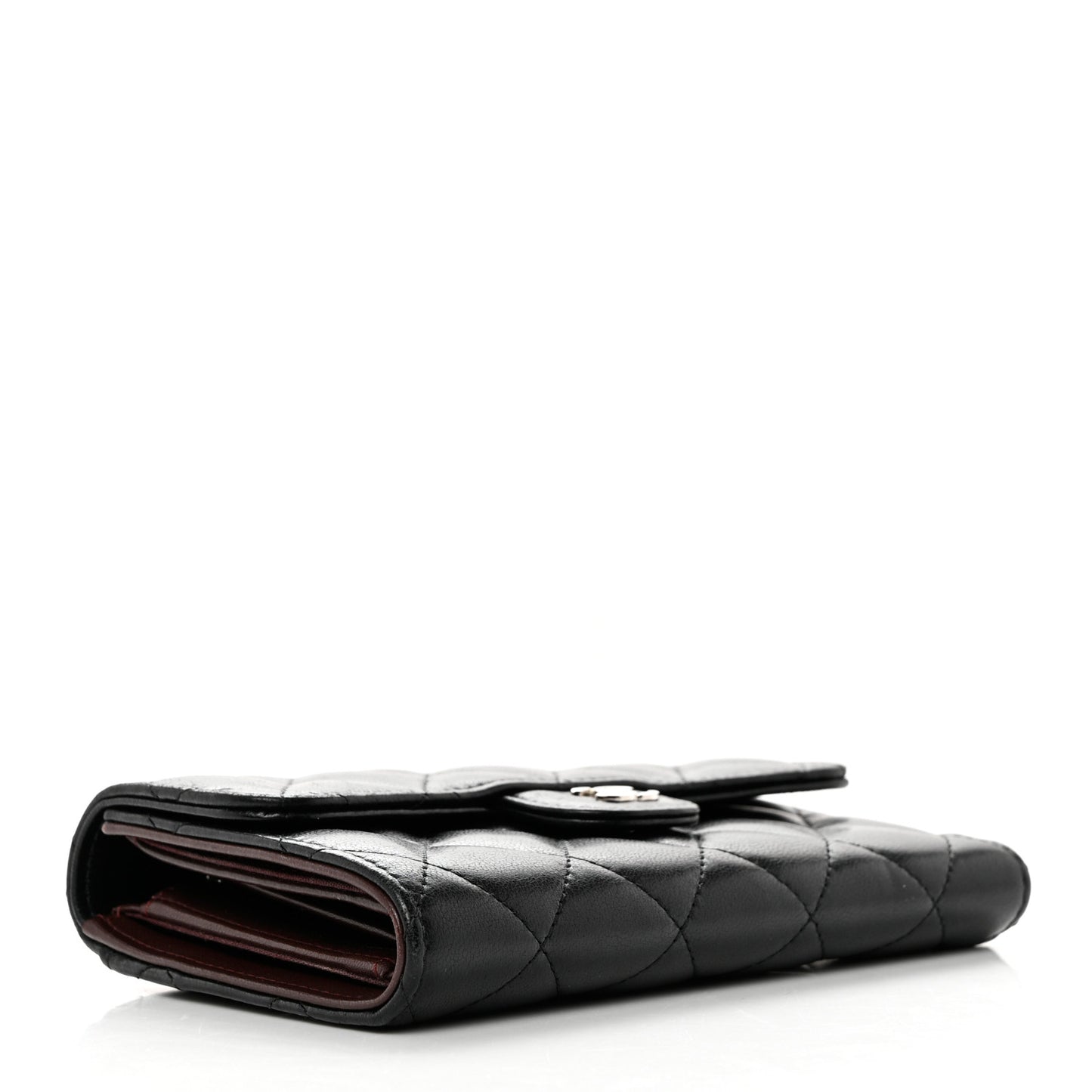 Lambskin Quilted Small Flap Wallet Black