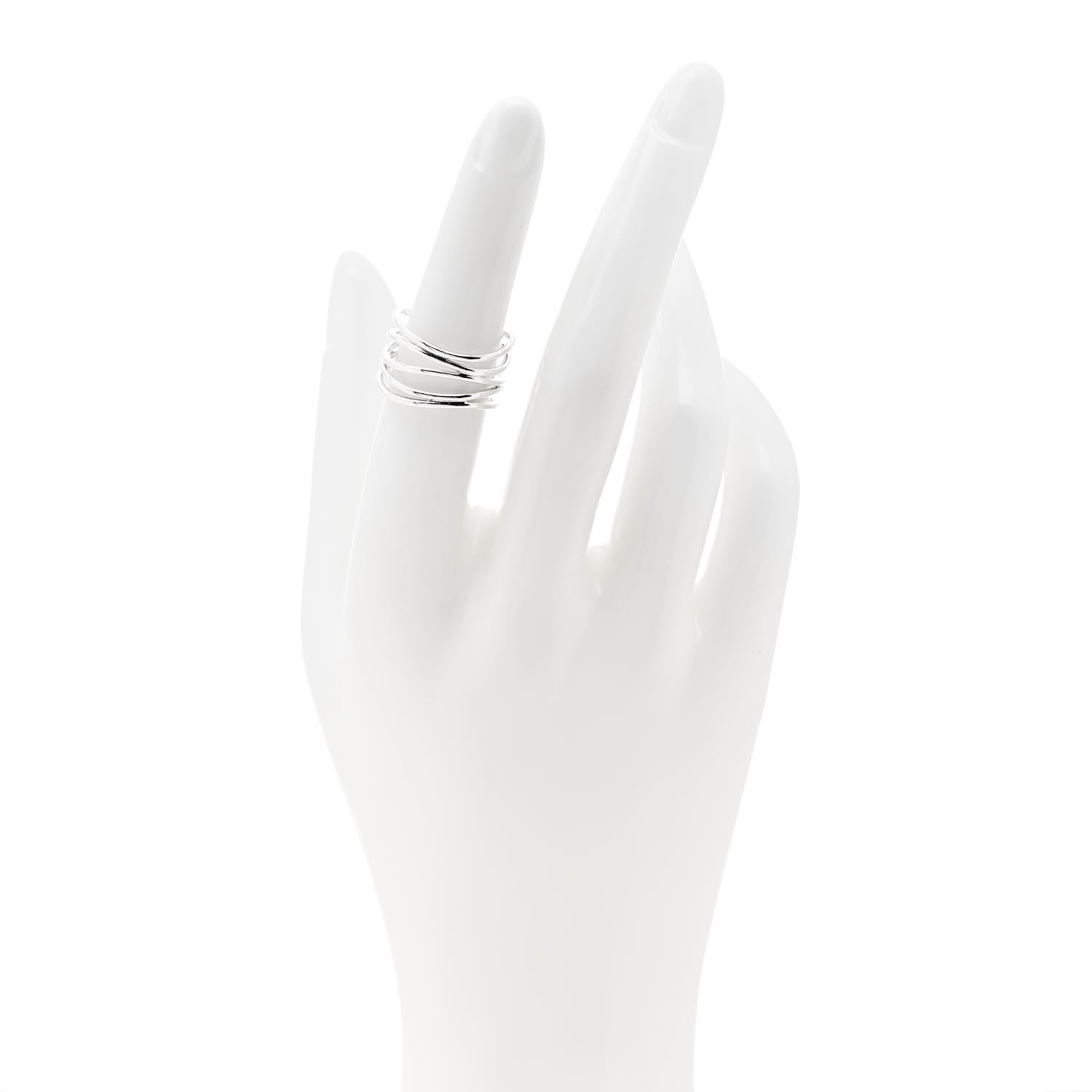 Tiffany Sterling Silver Elsa Peretti 5 Row Wave Ring 50 5.5 2 of 4