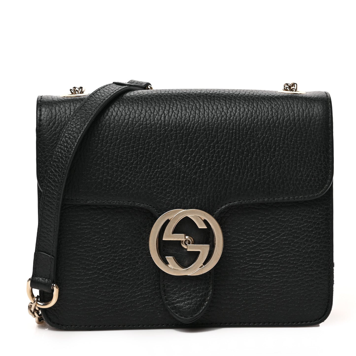 Dollar Calfskin Small Interlocking G Shoulder Bag Black