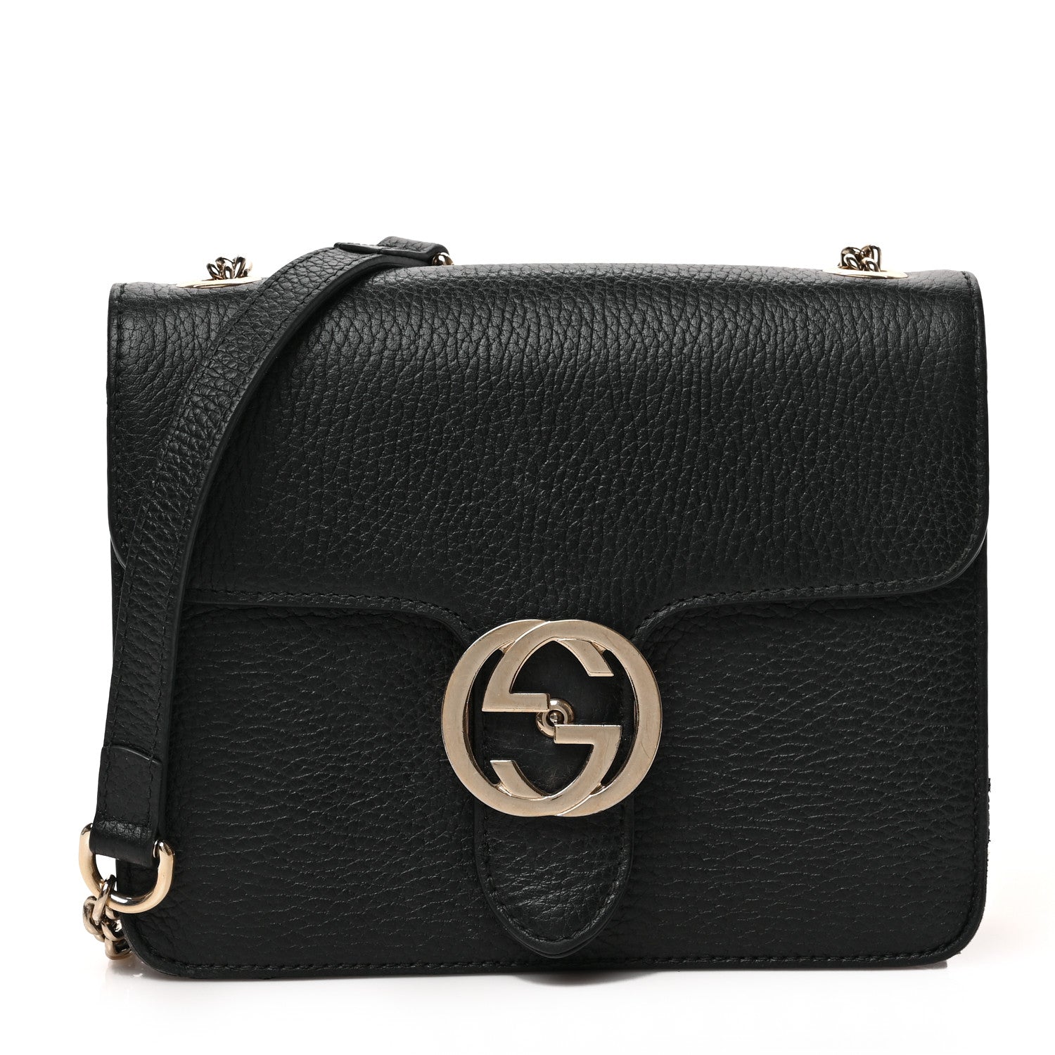 Gucci Dollar Calfskin Small Interlocking G Shoulder Bag Black 1 of 10