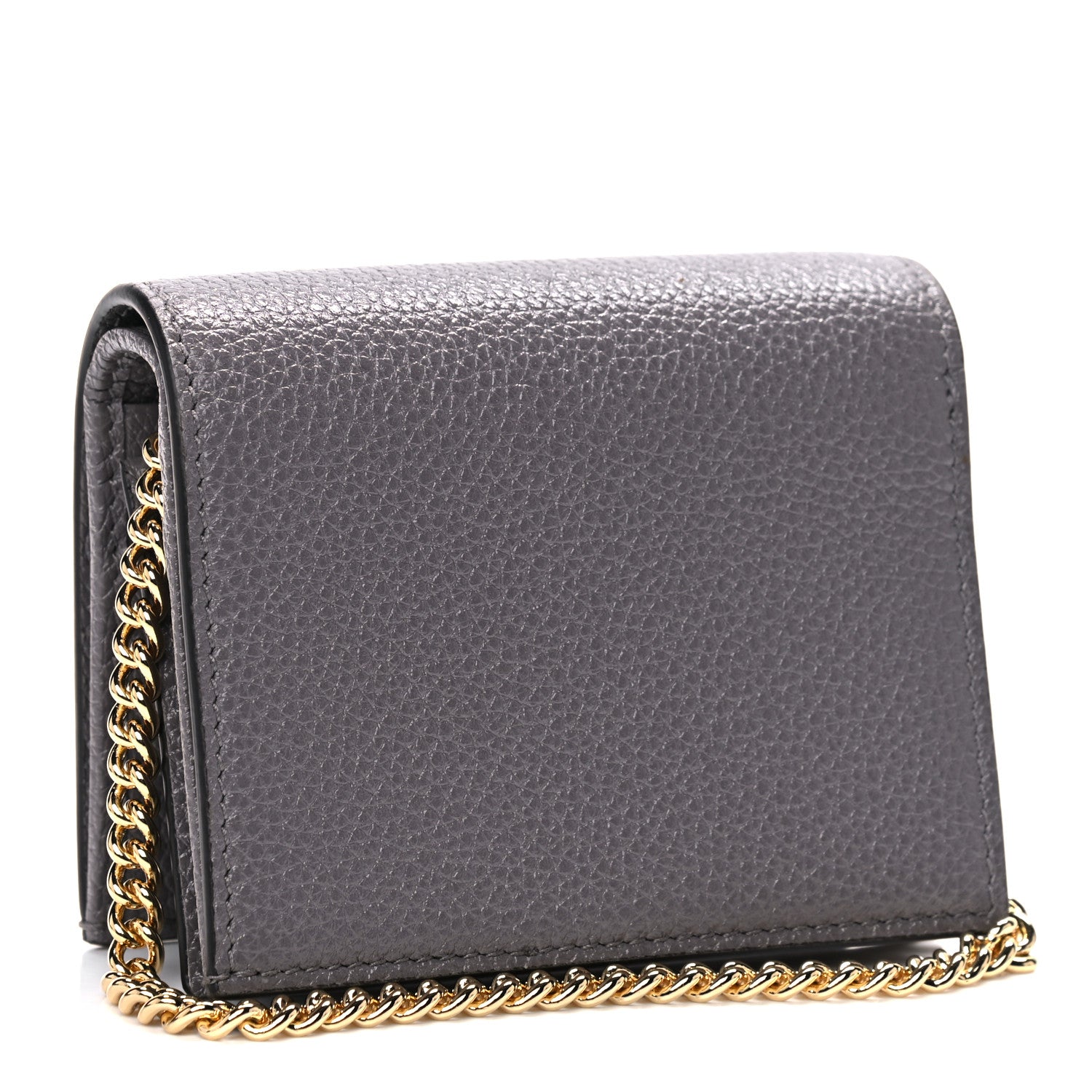 Gucci Grainy Calfskin Zumi Chain Card Case Wallet Dusty Grey 3 of 10