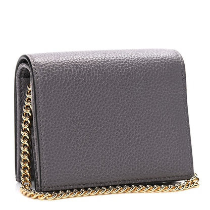 Gucci Grainy Calfskin Zumi Chain Card Case Wallet Dusty Grey 3 of 10