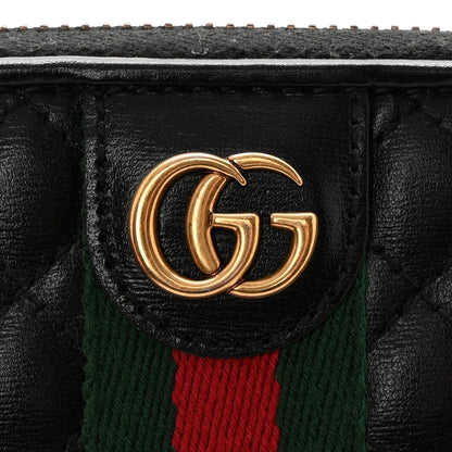 Gucci Calfskin Web Trapuntata GG Zip Around Wallet Black 7 of 12