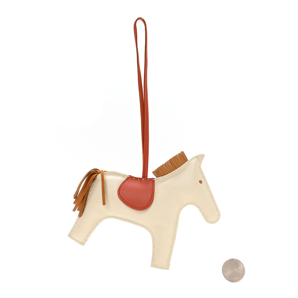 Milo Lambskin Grigri Rodeo Horse Bag Charm GM Craie Sesame Cornaline
