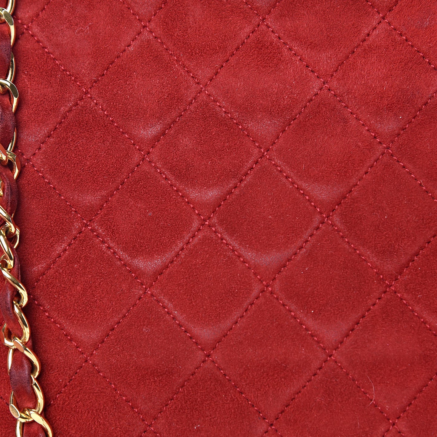 Suede Quilted Mini Square Flap Red