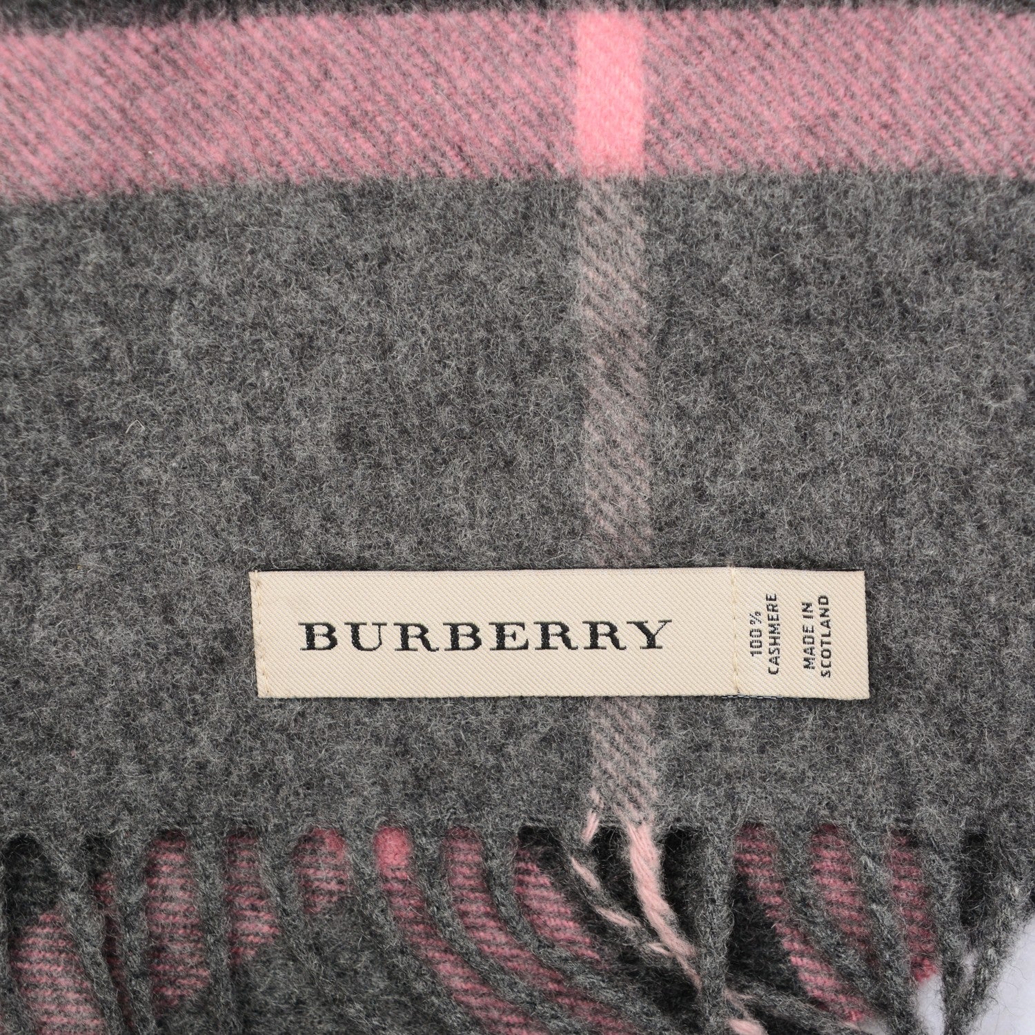 Burberry Cashmere Giant Check Fringe Scarf Antique Blush 6 of 6