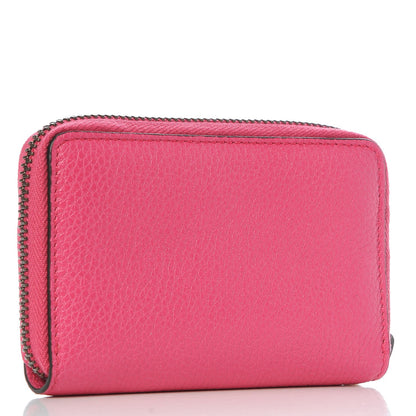 Gucci Grained Calfskin Logo Zip Around Card Case Box Pink Green 3 of 6