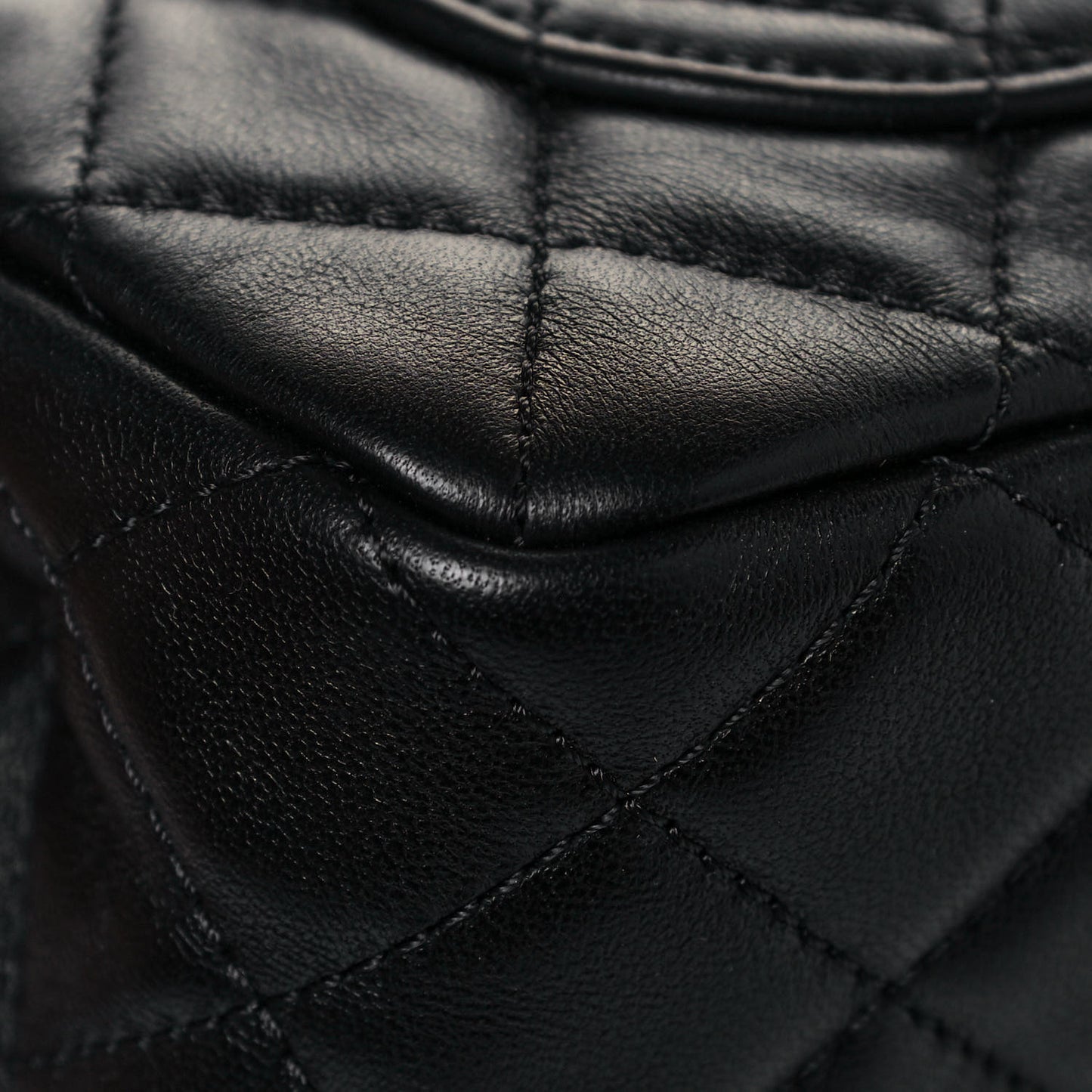 Lambskin Quilted Mini Rectangular Pearl Crush Flap Black