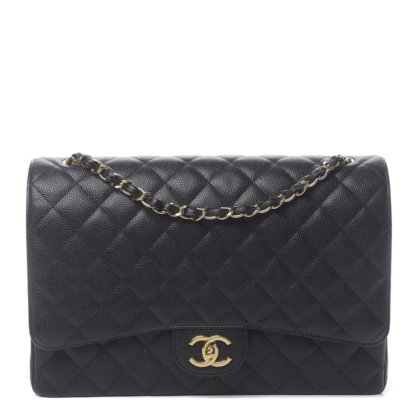 Caviar Quilted Maxi Double Flap Black