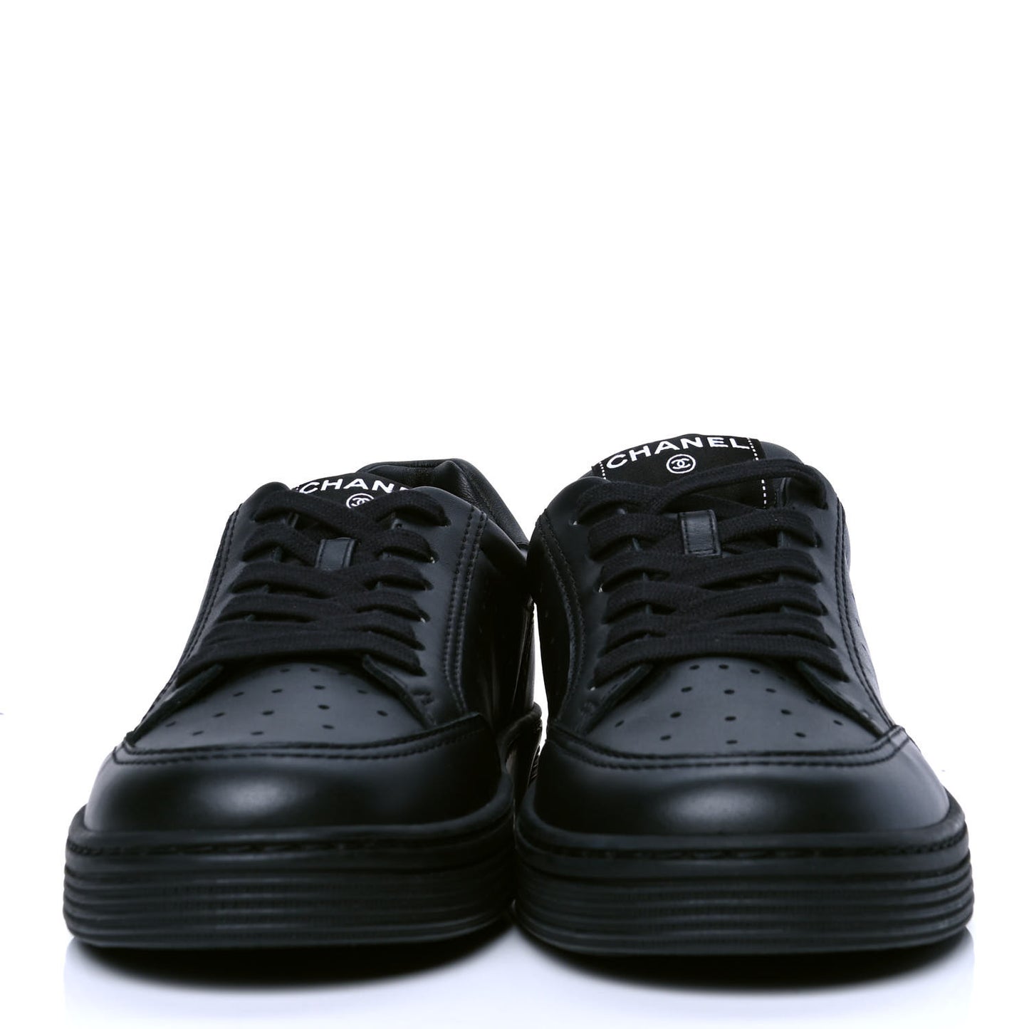 Calfskin Womens Logo Sneakers 39.5 Black