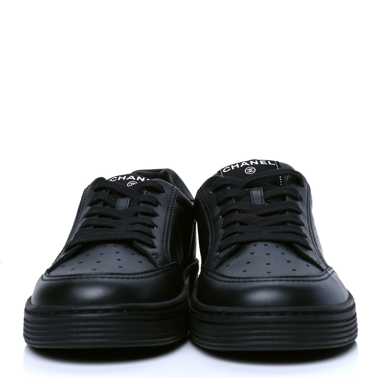 Chanel Calfskin Womens Logo Sneakers 39.5 Black 2 of 4
