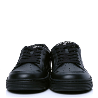 Chanel Calfskin Womens Logo Sneakers 39.5 Black 2 of 4