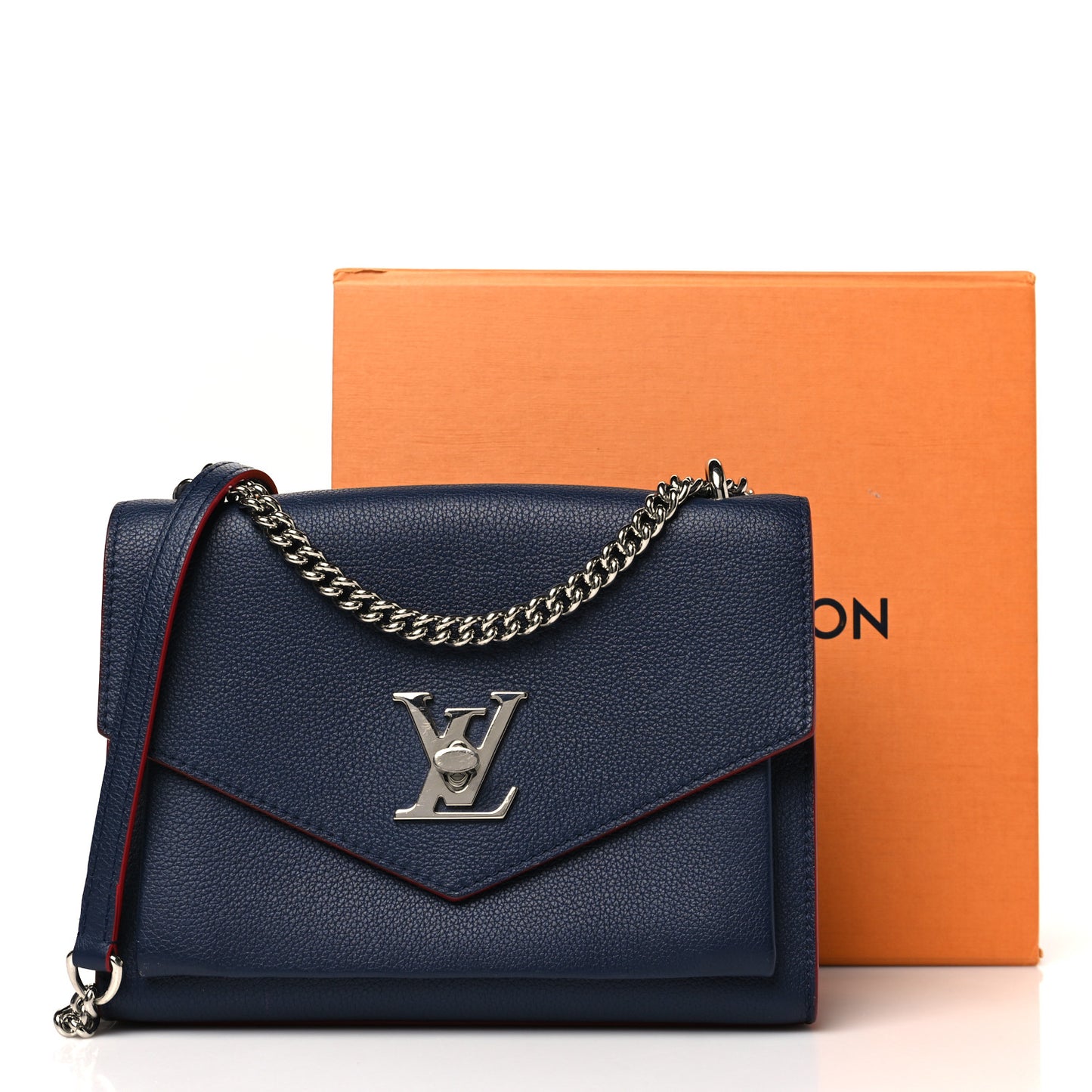 Soft Calfskin Mylockme Chain Bag BB Marine Rouge