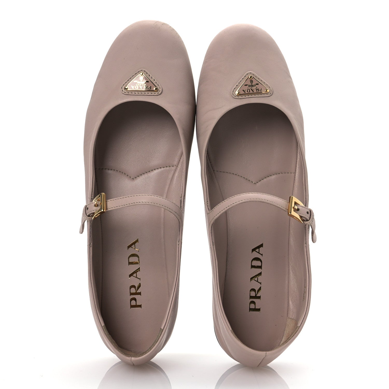 Prada Nappa Triangle Logo Ballerina Flats 37.5 Powder Pink 2 of 13