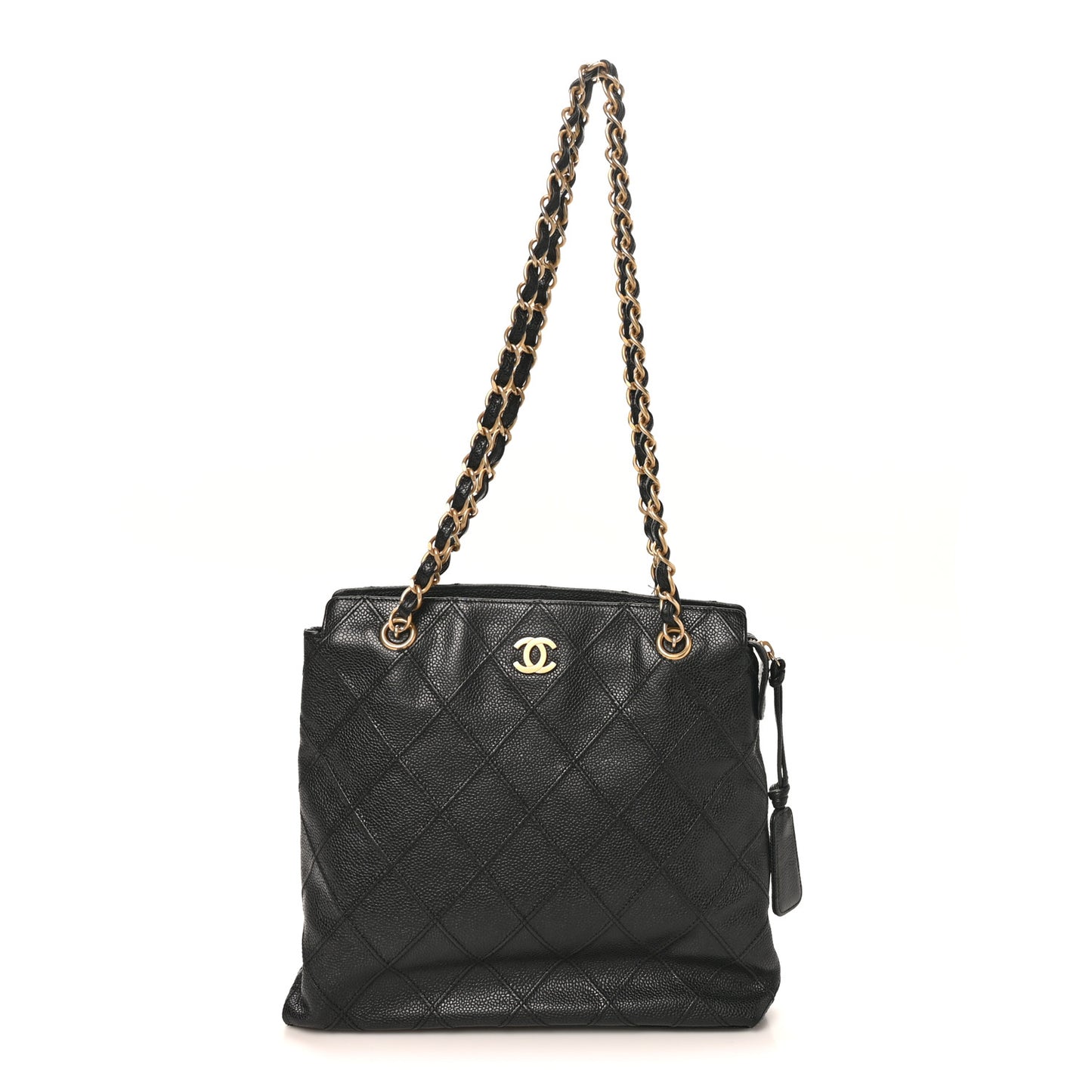 Caviar Diamond Embossed Shoulder Bag  Black