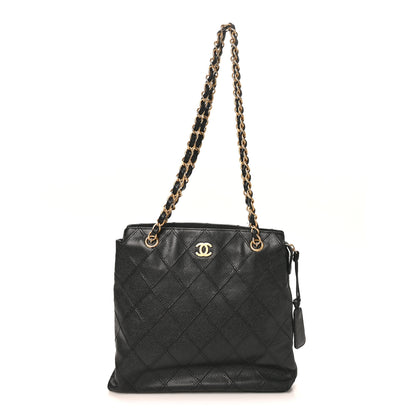 Chanel Caviar Diamond Embossed Shoulder Bag  Black 1 of 11