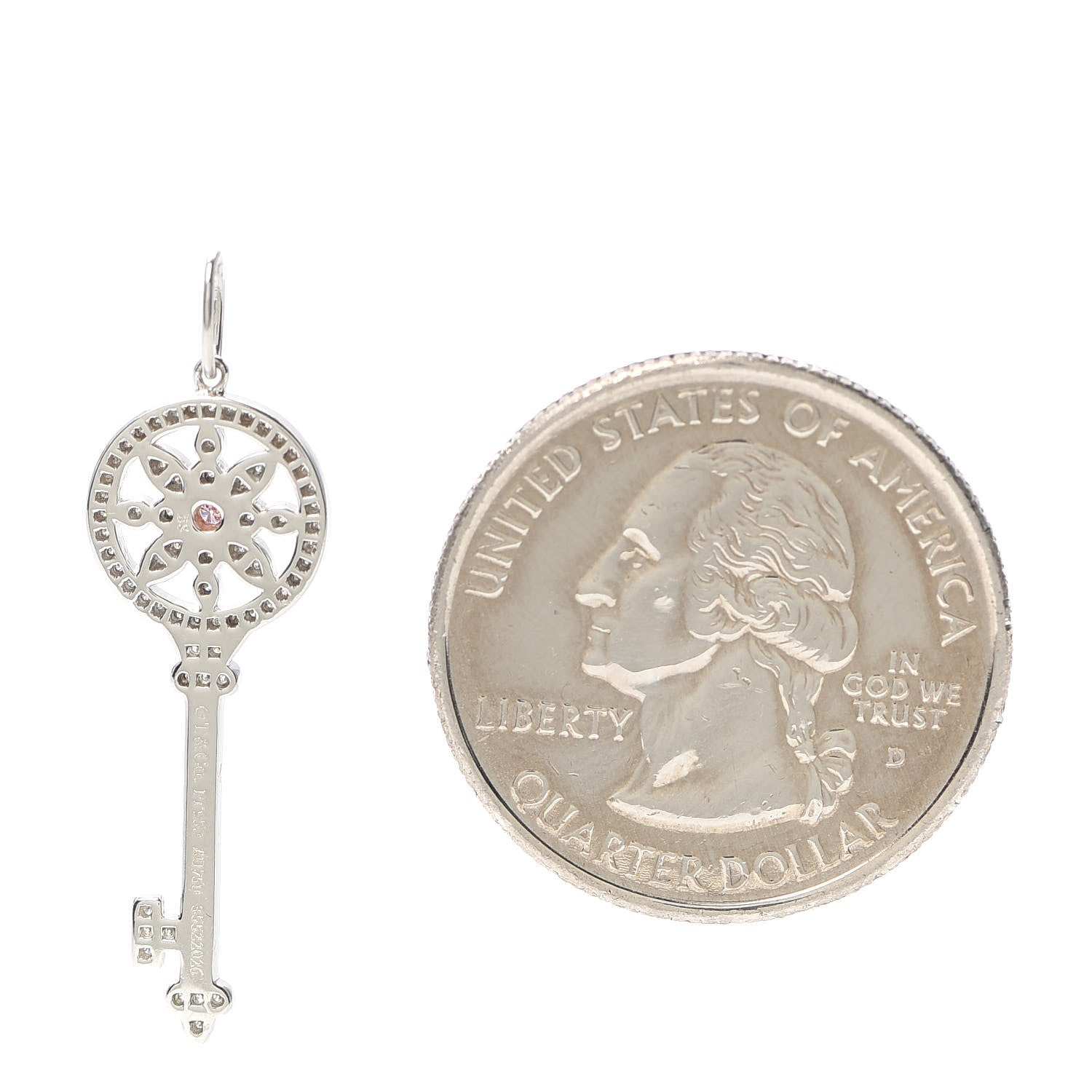 Tiffany Platinum 18K Rose Gold Pink Diamond Daisy Key Pendant 2 of 3