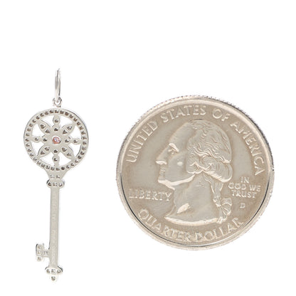 Tiffany Platinum 18K Rose Gold Pink Diamond Daisy Key Pendant 2 of 3
