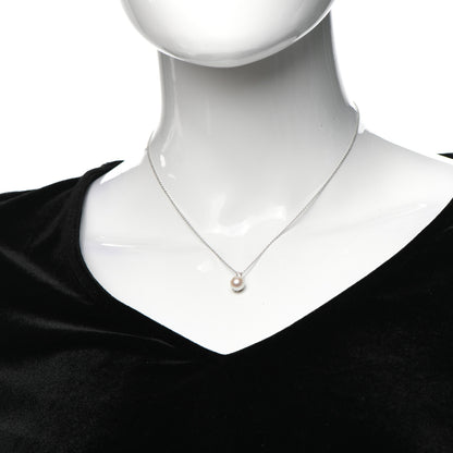 Tiffany 18K White Gold Diamond Akoya Pearl 7.5mm Signature Pendant Necklace 2 of 6