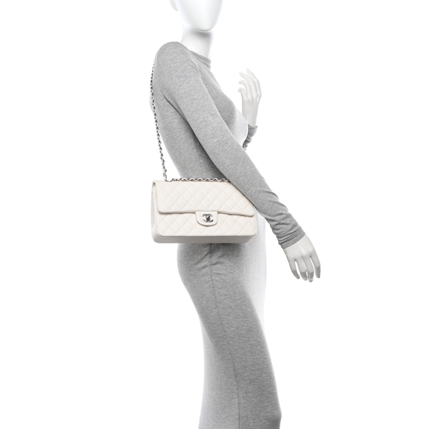 Chanel Caviar Quilted Medium Double Flap White 2 of 12