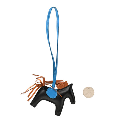 Hermes Milo Lambskin Grigri Rodeo Horse Bag Charm PM Black Gold Bleu Zanzibar 2 of 5