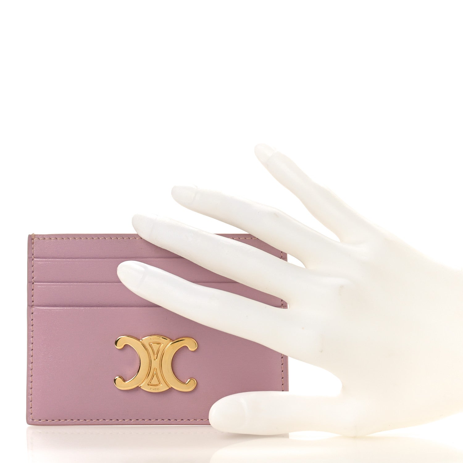 Celine Shiny Calfskin Triomphe Card Holder Petal 2 of 9