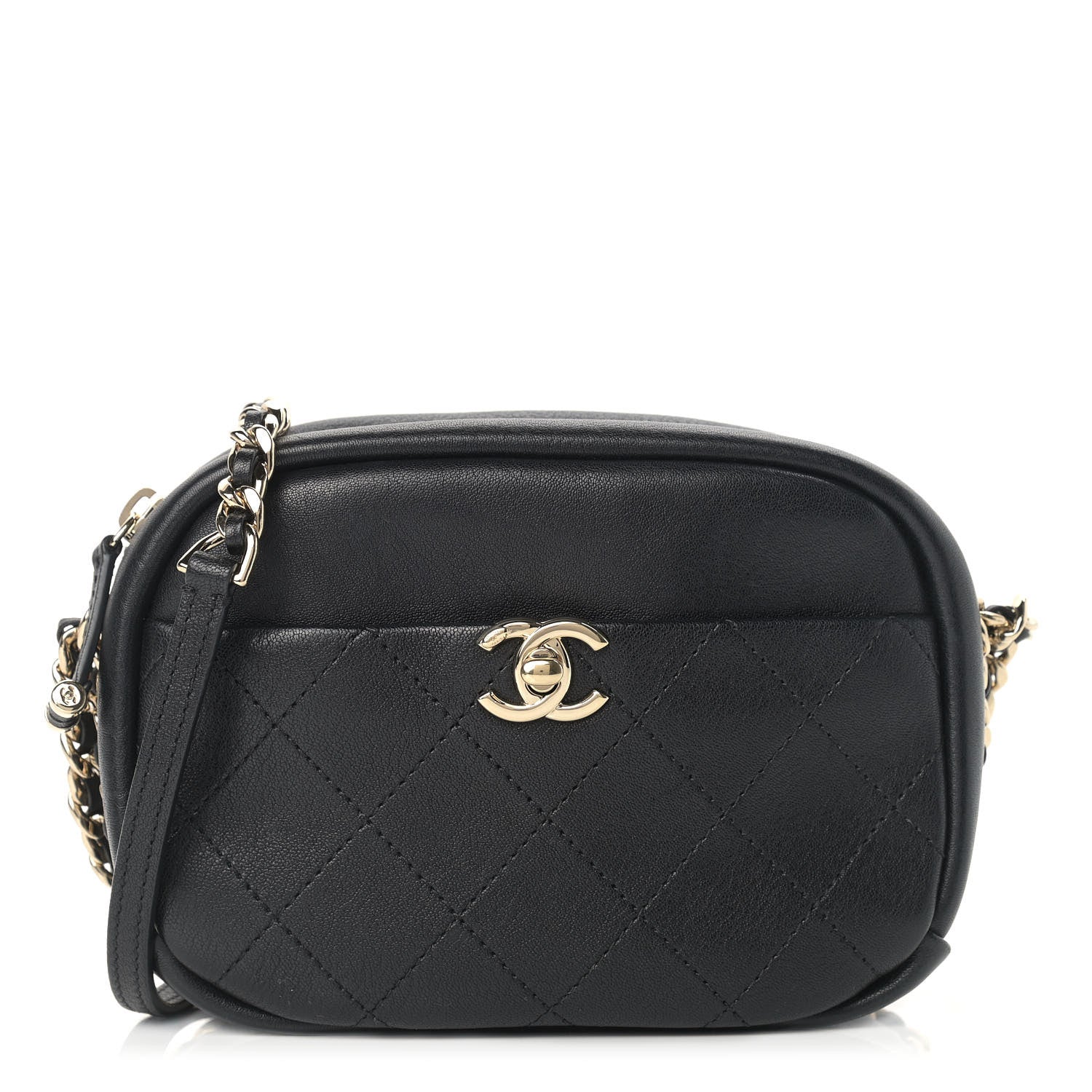 Chanel Goatskin Quilted Small Casual Trip Camera Case Black 1 of 11