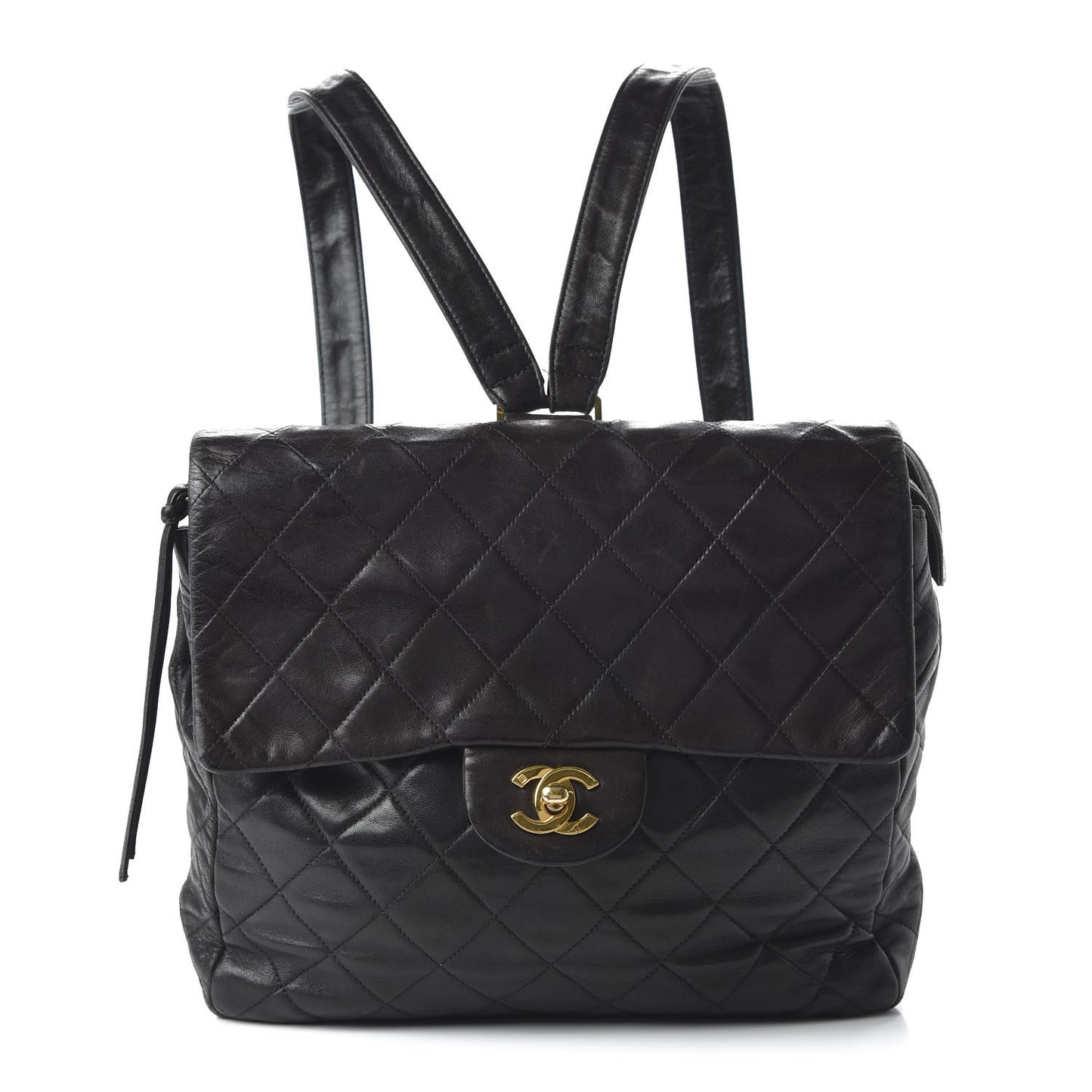 Lambskin Quilted Backpack Black