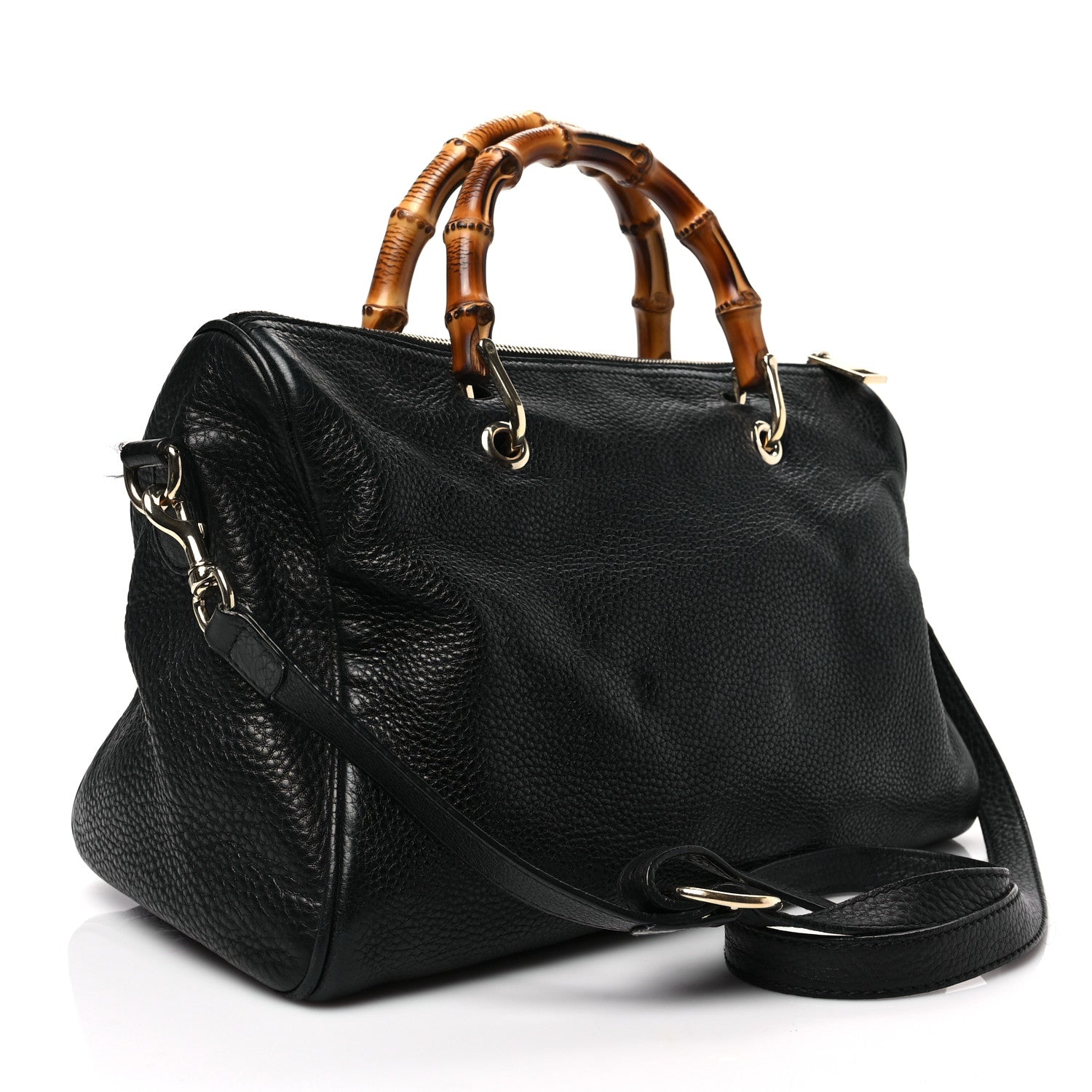 Gucci Calfskin Bamboo Medium Shopper Boston Black 3 of 11