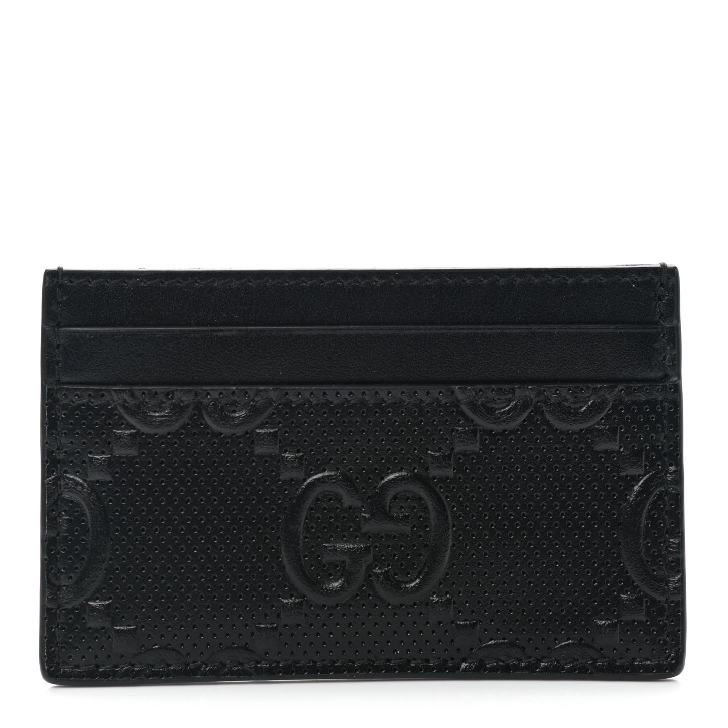 Calfskin GG Tennis Embossed Card Holder Black