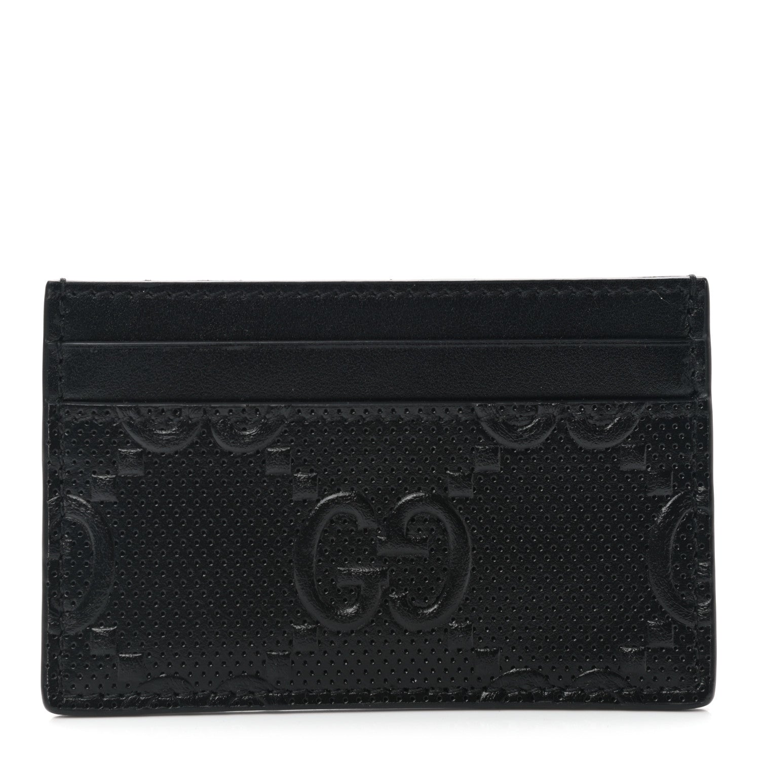 Gucci Calfskin GG Tennis Embossed Card Holder Black 1 of 7