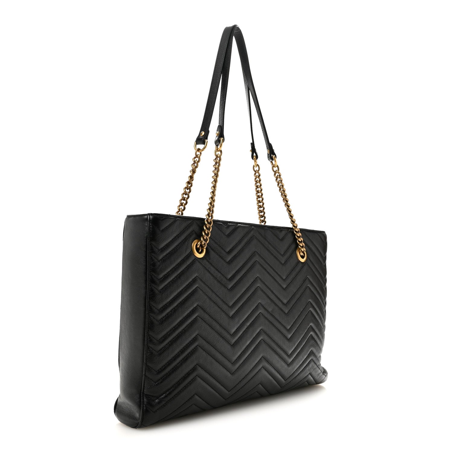 Gucci Vintage Calfskin Matelasse Medium GG Marmont Slim Tote Black 3 of 11