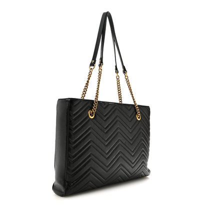 Gucci Vintage Calfskin Matelasse Medium GG Marmont Slim Tote Black 3 of 11