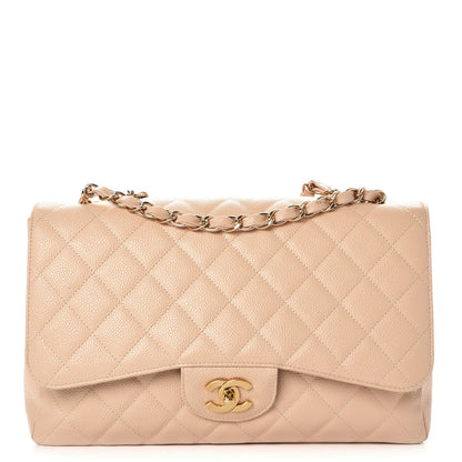 Chanel Caviar Quilted Jumbo Single Flap Beige Clair 1 of 16