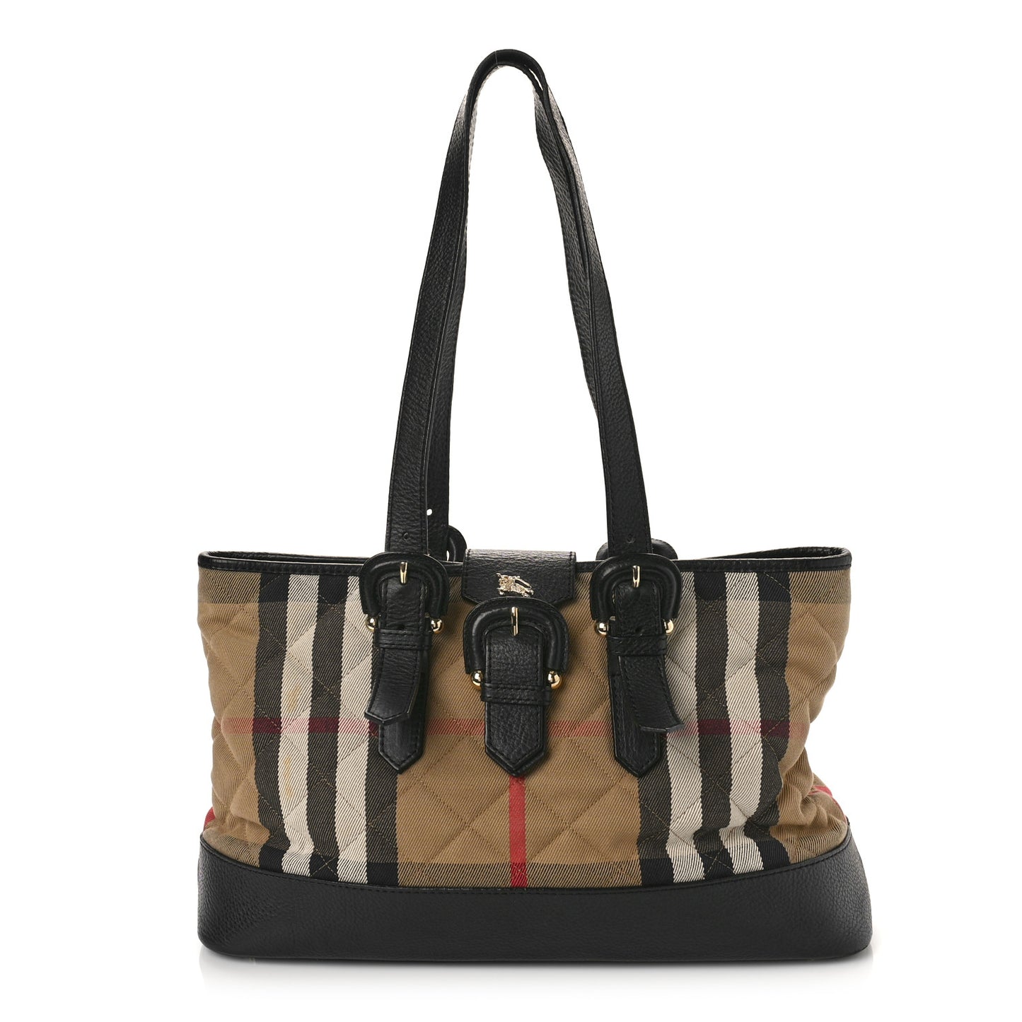House Check Quilted Tote Brown