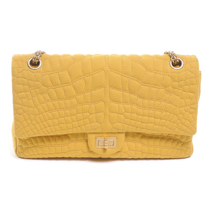 Chanel Jersey Crocodile Reissue Medium Flap Yellow 1 of 8