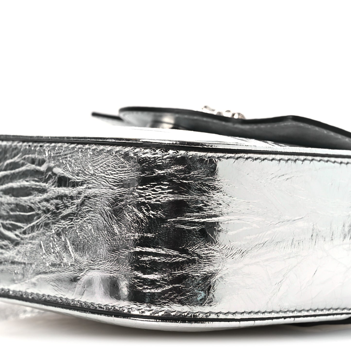 Metallic Crackled Lambskin Mini La Medusa Silver