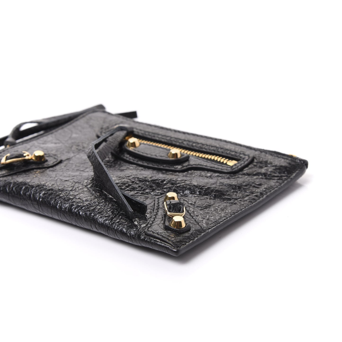 Agneau Arena Classic Gold Hardware Mini Pouch Black
