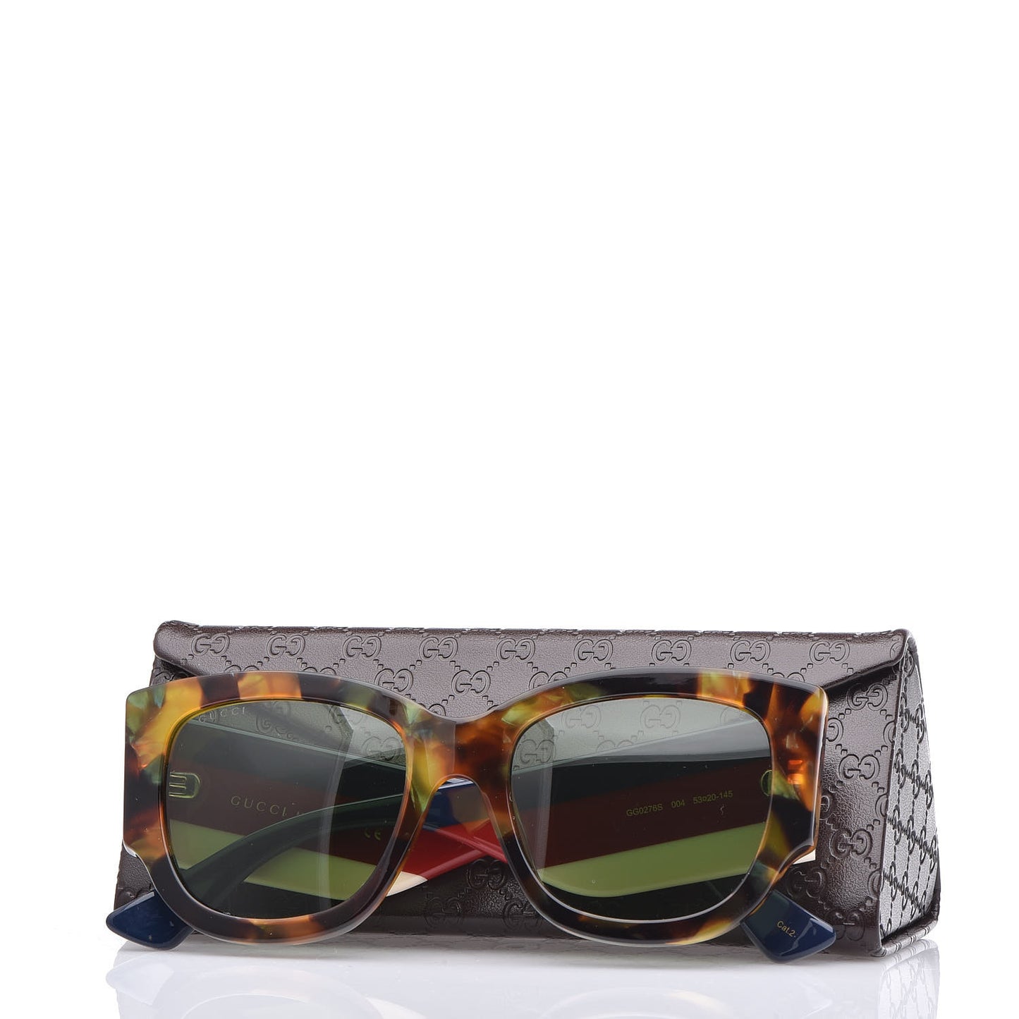Acetate Web Oversized Frame Rectangle Sunglasses GG0276S Tortoiseshell