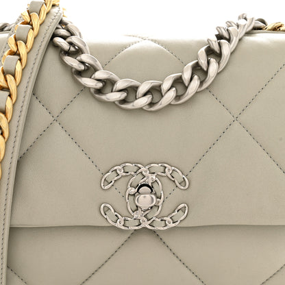 Chanel Lambskin Quilted Medium Chanel 19 Flap Light Grey 8 of 12